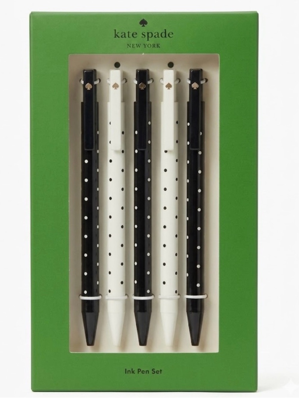 Kate Spade New York Black & White Dot Click Pen Set (Set of 5)